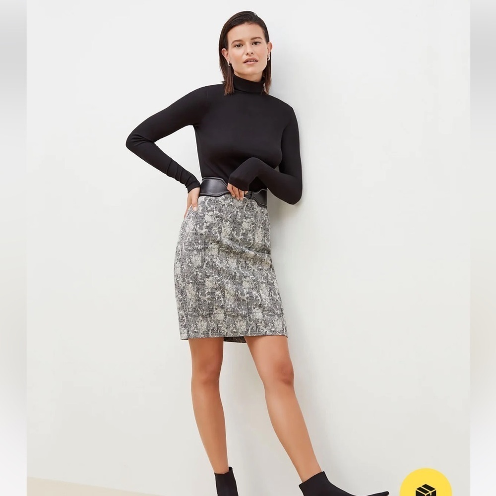MM.Lafleur Noho Crackle Pencil Skirt Size 4 Black and white career office wear